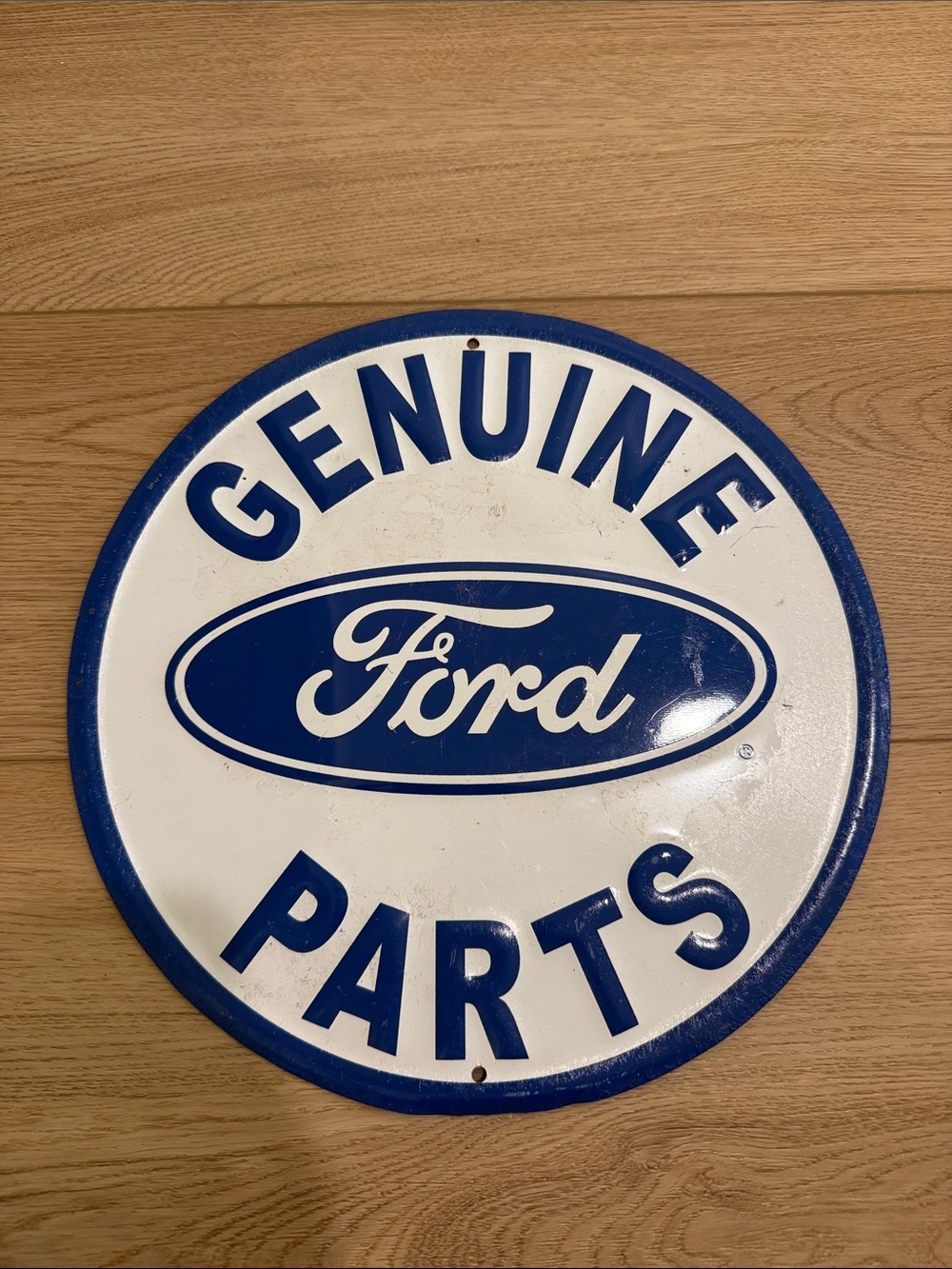 Ford Genuine Parts Round Sign in Blue and White
